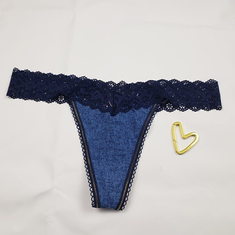 VS Super Sexy Blue Lace THONG XLARGE